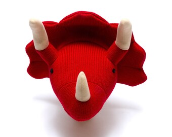 Red Triceratops Dinosaur Head Room Decoration; Nursery Decor