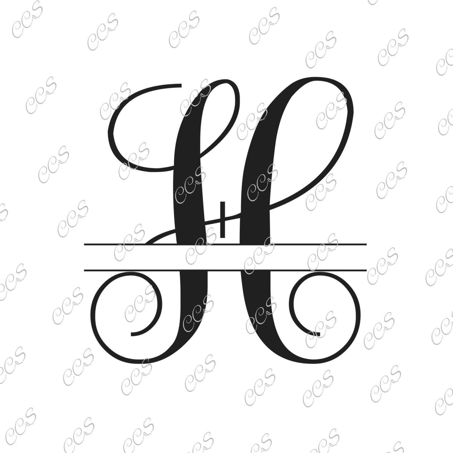 Download Digital Cut File Split Vine Letters Letter H H Split H