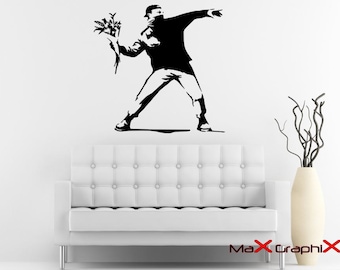 Banksy Wall Decal, 27" x 28" Molotov Guy Inspired Removable Wall Decal
