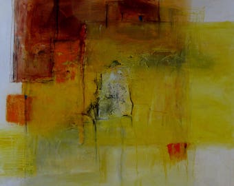 painting, abstract, oil on canvas, 80x80, yellow, orange