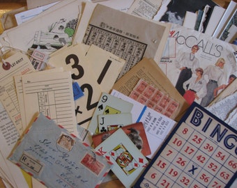 100 pieces of Mixed Media Paper Ephemera for Collage, Altered Arts & Mixed Media Projects