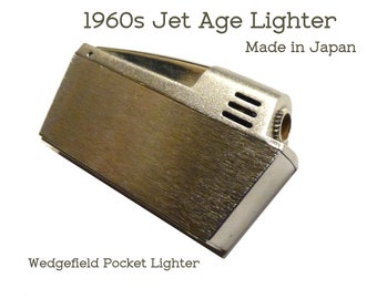 Vintage Cigarette Lighter. Pocket Lighter. Jet Age Atomic Streamline Moderne. Wedgefield Brand Made in Japan Mid Century 1960s. Nice.