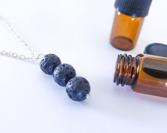 Lava Bead Diffuser Necklace - Includes Essential Oil - Aromatherapy Jewelry