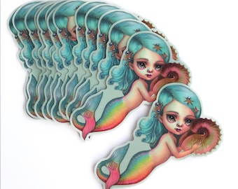 Little Mermaid - vinyl silkscreen sticker - by Mab Graves -