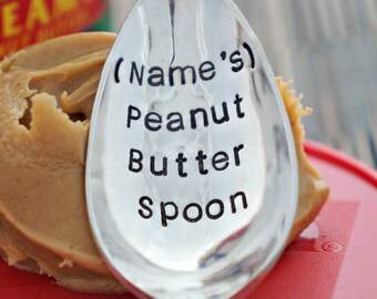 Stamped Spoon, Personalized Peanut Butter Spoon, unique foodie gift, gift for peanut butter lover, peanut butter spoon, stamped flatware