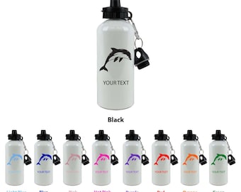 Personalized Custom 20 Oz 600ML Dolphin White Sport Aluminum Water Bottle with Lid Holiday Gift