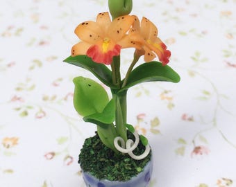Miniature Flower,Miniature Flower Pot,Miniature Orchid,Dollhouse Flower,Miniature Garden,Dollhouse Orchid,Orchid Flower