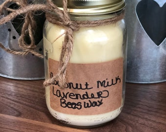 Coconut Milk Lavender Essential Oils Beeswax Candle