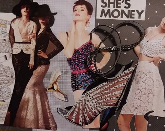Collage Kit, Fashion Paper Doll, for Junk Journals, Collage Art, Smash Books handcut from Recycled Magazine Pages