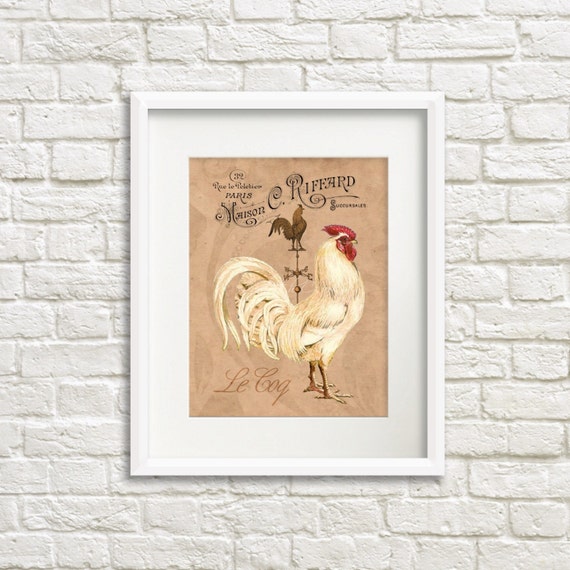 French Country Rooster Art Print Rooster Kitchen Decor French Country Rooster Art Print Rooster Kitchen Decor