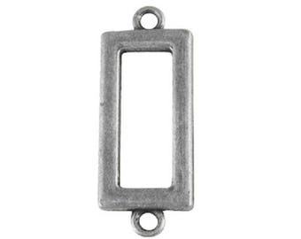 Rectangular links, antique silver 30 x 11.5 x 2 mm