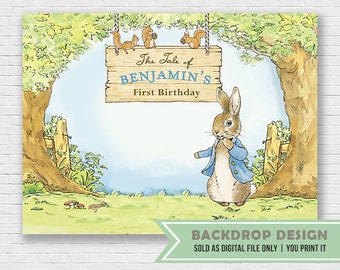Peter Rabbit Backdrop // DIGITAL FILE Onl // Birthday Baby Shower Backdrop Banner