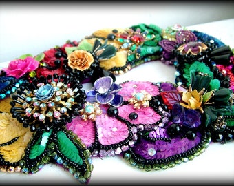 Midnight Rendevous - OOAK Neckpiece - Ready to ship xx