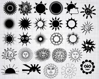 Sun SVG Bundle, Sun SVG, Sun Clipart, Sun Cut Files For Silhouette, Sun Files for Cricut, Sun Vector, Svg, Sun Dxf, Sun Png, Eps, Sun Decal