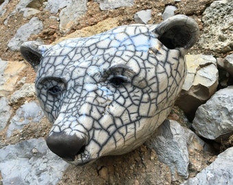 céramic raku Polar bear trophy