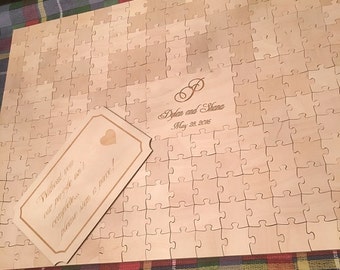 Wedding Puzzle Guest Book Natural Wood Guest Book for Rustic or Alternative Wedding Decor 200 Pieces (P3D200)