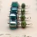 Peacock Green AB Square Cube Crystal and Green Rondelle Earring Dangle, Pendant, Earrings, Jewelry Making