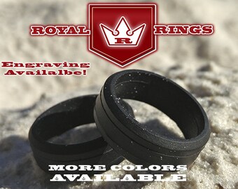 Men's Black Silicone Wedding Ring Durable Flexible Wedding Ring Band Fathers, Military, Husband Crossfit Gym Fitness