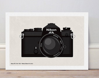Classic camera series 'Nikon FE' colour print