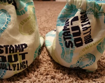 Stamp out Bullying, fleece slippers, size 12 - 13