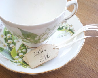 Drink Me Tags, Alice In Wonderland, Vintage Style, Choice Of Ribbon Colors Set Of 10