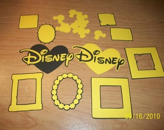 DISNEY DIECUT LOT- 25 Pcs (Frames,Mats,Hearts,Shapes)(black and yellow)