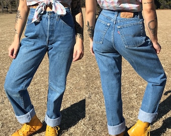 Vintage 501 Levi’s for Women High Waisted Button Fly Everyday Wash Denim | xxs | extra small | 23 | 24 | 25