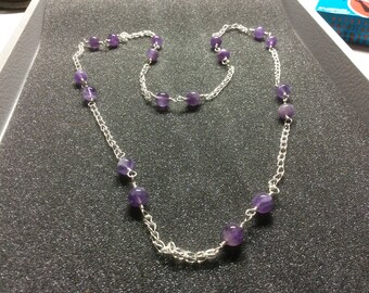 Necklace,amethyst,fine silver wrap