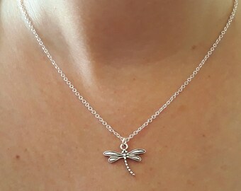 Dragonfly Necklace - Charm Necklace - Dragonfly Jewelry - Chain Necklace - Silver Dragonfly Necklace - Dainty Necklace - 2 Sizes Available