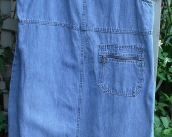 Denim Jumper/ Size Medium Overall Style Jumper/ Retro Denim Dress/ Shabbyfab Recycled Funwear