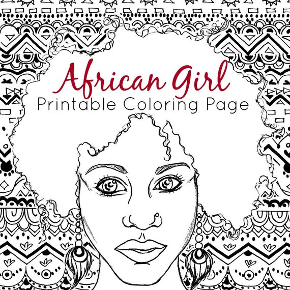 African Coloring Page Adult Coloring Page African Girl