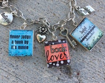 Book Lover Bracelet, Book Nerd Jewelry, Teacher Gift, Librarian Gift, Love to Read