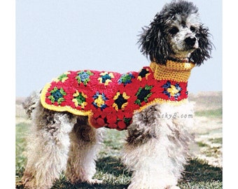 Vintage Dog Granny Square Coat crochet pattern in PDF instant download version , PDF downloadable