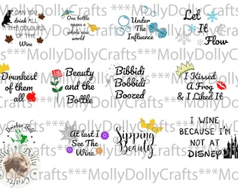 Drunk Princesses Inspired SVG DXF EPS Png Instant Download | Cutting File for Cricut and Silhouette | Wine Glass