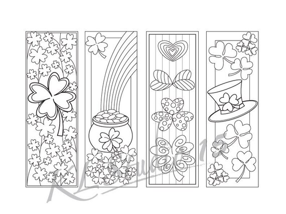 stpatricks day coloring bookmarks page instant