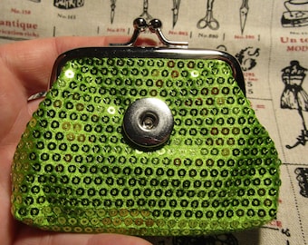 green sequined wallet for snap 18 / 20mm