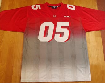 FUBU jersey, red vintage hip hop t-shirt of 90s hip-hop clothing, 1990s hip hop shirt, OG, gangsta rap, size L Large