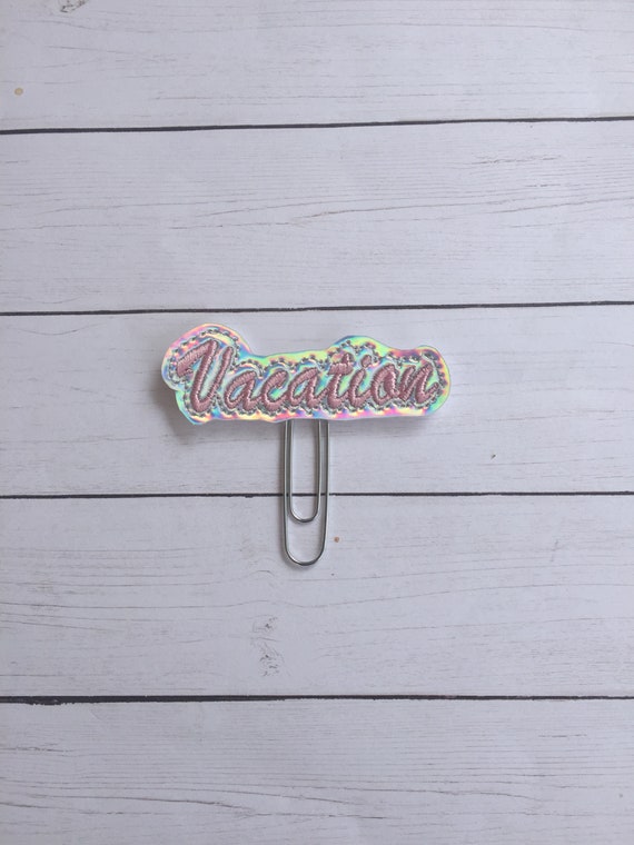 Vacation Holographic Planner Clip/Planner Clip/Bookmark. Name Planner Clip. Personal Planner Clip. Holo Planner Clip
