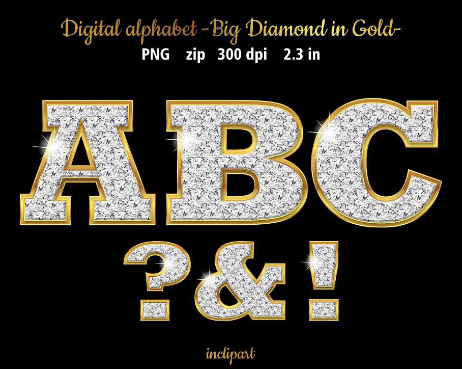 Diamond alphabet clipart. Digital download. Letters and