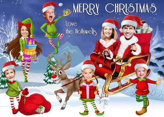 items similar to santa sleigh christmas card santa and santa photo cards