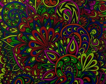 Original drawing psychedelic trippy art colorful psychedelic