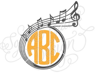 Musical Song Monogram Frame SVG DXF digital download file Silhouette Cricut vector Clip Art graphics Vinyl Cutting Machines Screen Printing