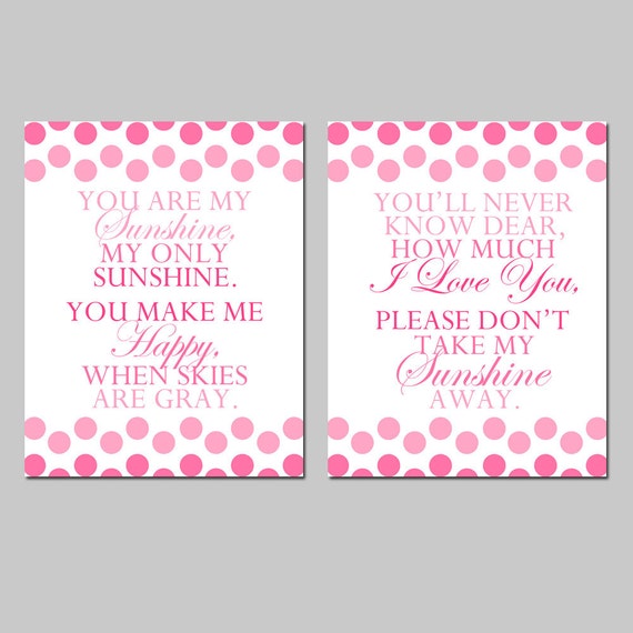You Are My Sunshine My Only Sunshine Set of Two 8x10 Polka