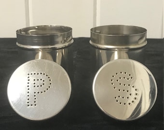 Vintage Stainless Steel Salt and Pepper Shakers, Salt and Pepper Shakers