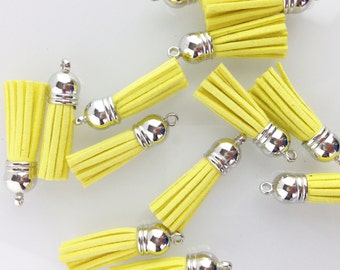 Lemon Yellow Tassel with Silver Top // 1 1/2 in // Tassels // BBBsupplies {CR-T-S020}