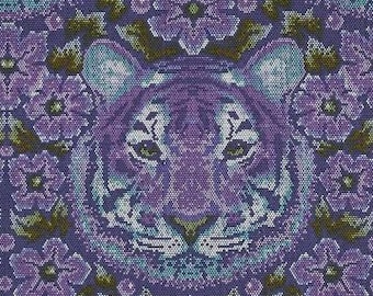 Tula Pink; Eden; Crouching Tiger in Amethyst; 1/2 yard cotton woven fabric