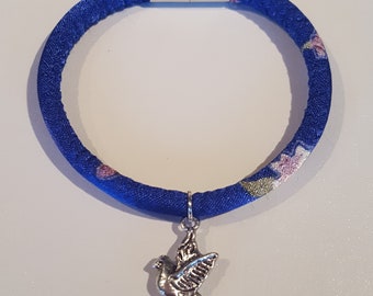 Blue Flowery Bird Charm Bracelet