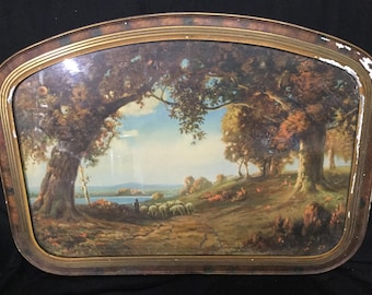 R. Atkinson Fox Print "Indian Summer" Unique Arched Vintage Frame