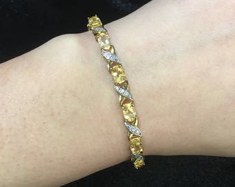 Sterling Silver Crosslink Bracelet with Gemstones