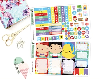Little Mermaid Mini Planner Sticker Kit + Decorative Stickers / Planner Stickers for use with the Erin Condren LifePlanner(TM)